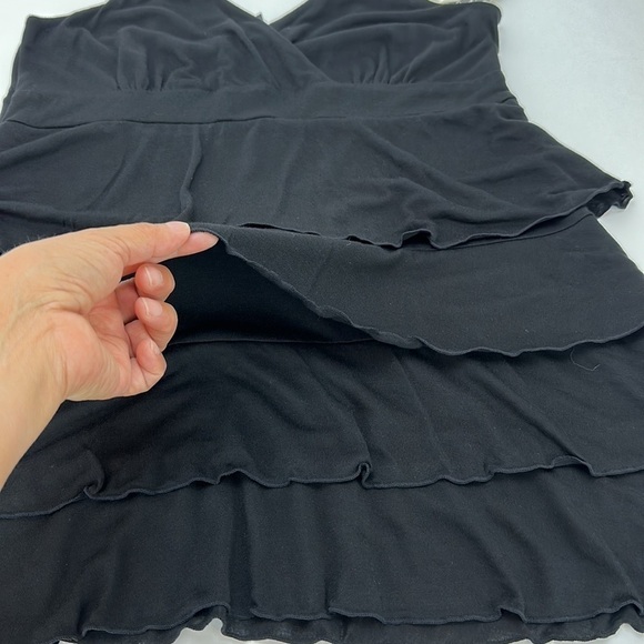 INC Black Ruffled Surplice 100% Tencel Cami Tank Top L Soft Moisture Wicking - Picture 5 of 12